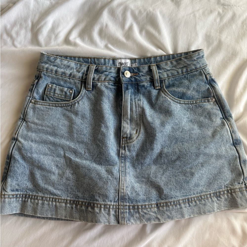 Princess Polly Light Blue Denim Skort